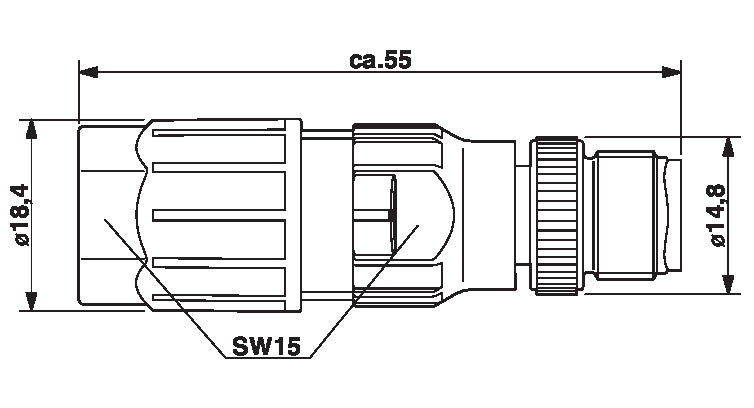 AB-C4-M12MS-F0,75 - Conector M12 pentru montare pe santier santier