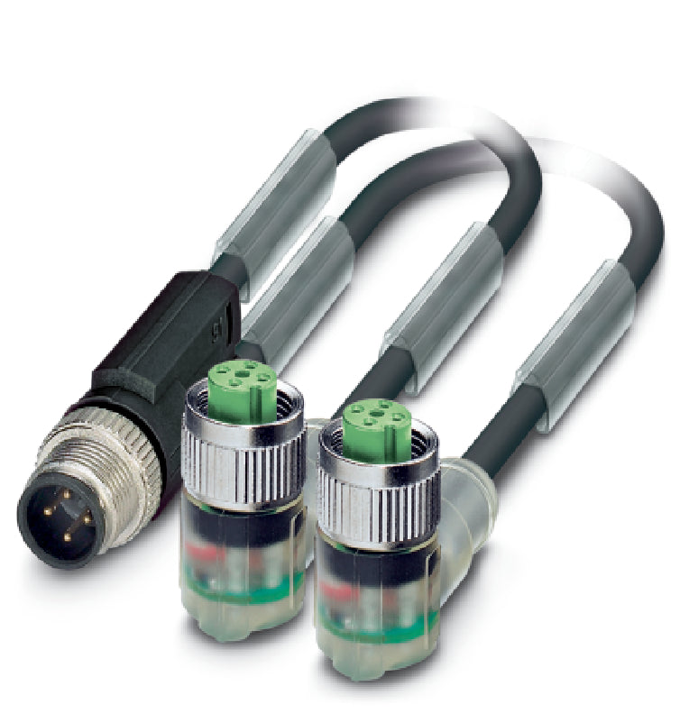 AB-C3-M12Y-0,3PUR-M12FA-2L-B - Conector Y M12 tip fisa dreapta cu 2 prize M12 drepte