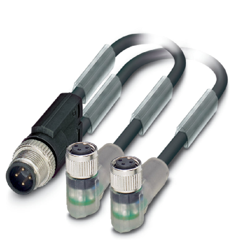 AB-C3-M12Y-1,0PUR-M8FA-2L - Fisa M12 în Y si doua prize M8