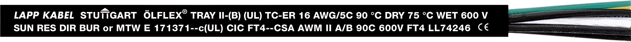 ÖLFLEX TRAY II 4G 4AWG - Cablu de control ÖLFLEX®, 0.6/1kV, UL TC-ER/WTTC/AWM/WET/OIL RES/SUN RES, CSA AWM