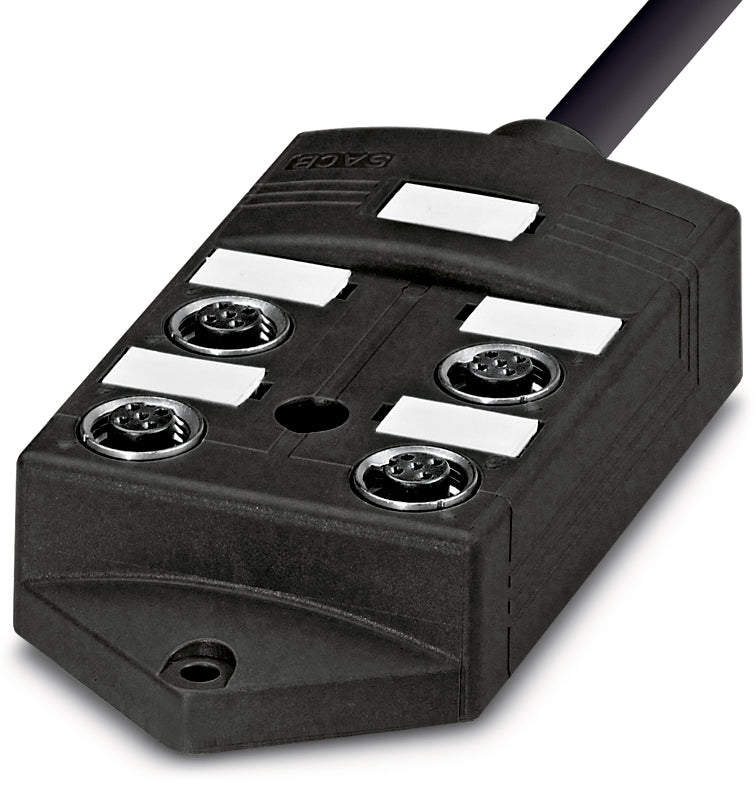 AB-B8-M12-8-C - Cutie de distributie cu sloturi M12 si cablu master fix sau conectabil pe M23