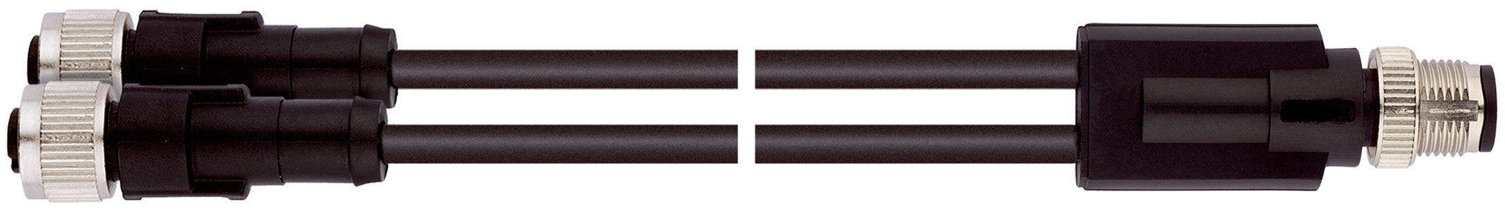 AB-C3-M12Y-2,0PUR-M12FA-2L-B - Conector Y M12 tip fisa dreapta cu 2 prize M12 drepte