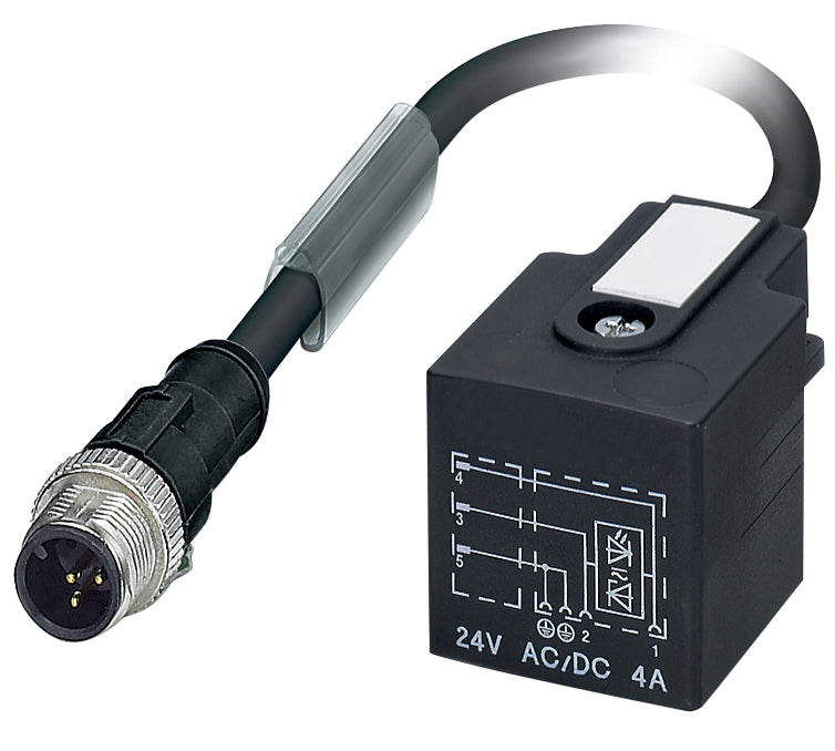 AB-C5-M12MS-2,0PUR-AD-2L - Conector de electroventil cu fisa M12 dreapta