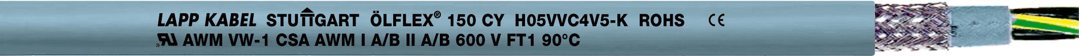 ÖLFLEX 150 CY 3G1 - Cabluri multi-standard ecranate ?i rezistente la uleiuri cu aprobare H05VVC4V5-K ?i AWM