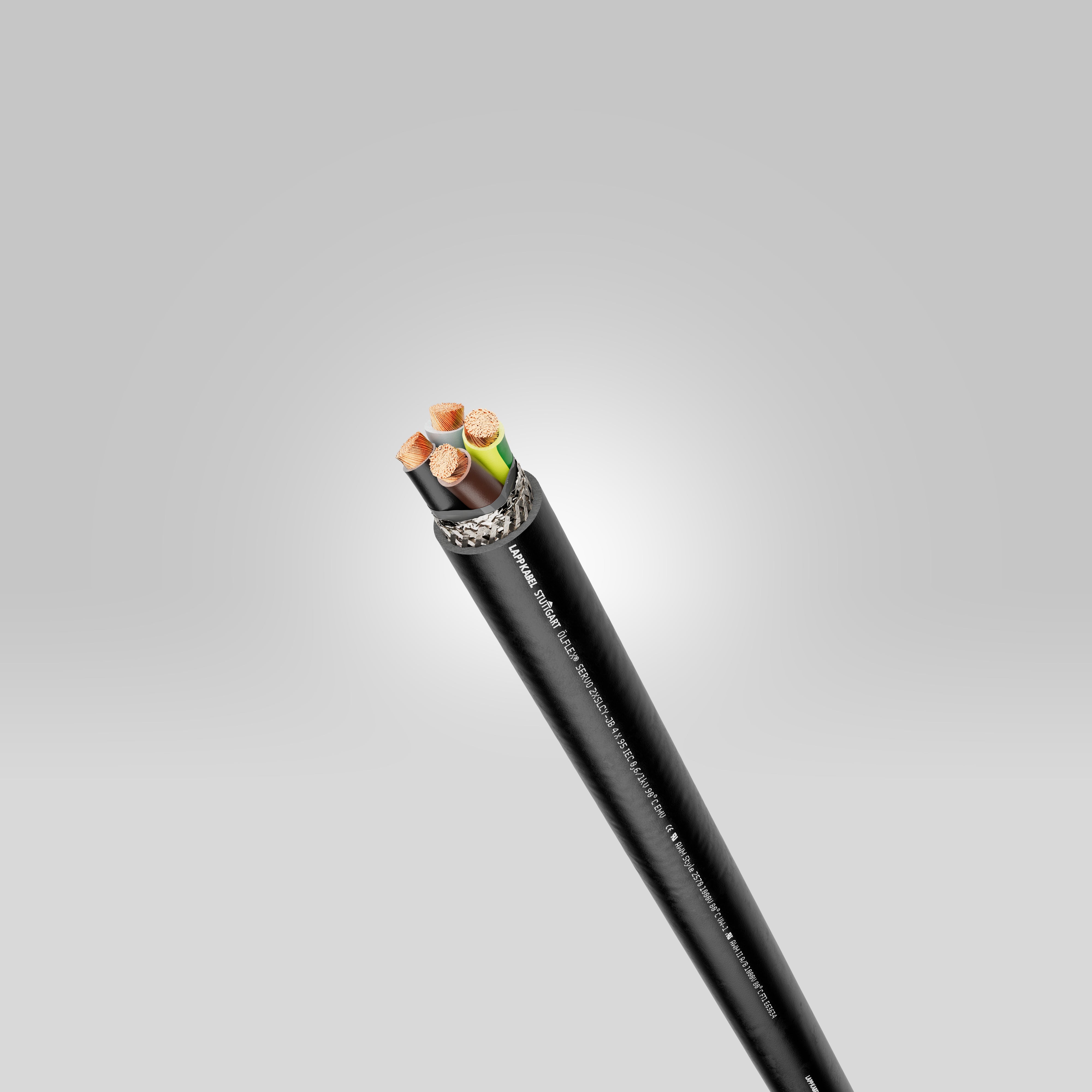 ÖLFLEX SERVO 2XSLCY-JB 4G25 - Cablu de motor optimizat CEM, cu capacitate redusa, dublu ecranat, certificat UL/cUL AWM