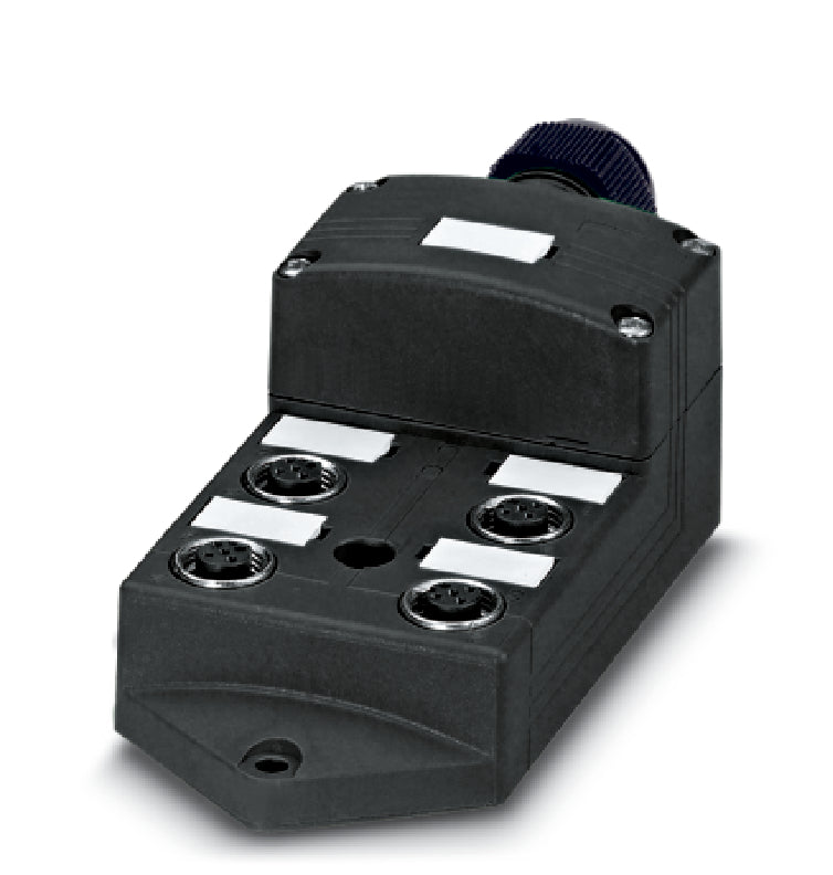 AB-B4-M12-4-C - Cutie de distributie cu sloturi M12 si cablu master fix sau conectabil pe M23