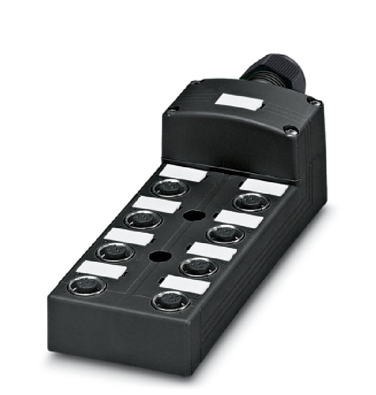 AB-B8-M12-16-C - Cutie de distributie cu sloturi M12 si cablu master fix sau conectabil pe M23