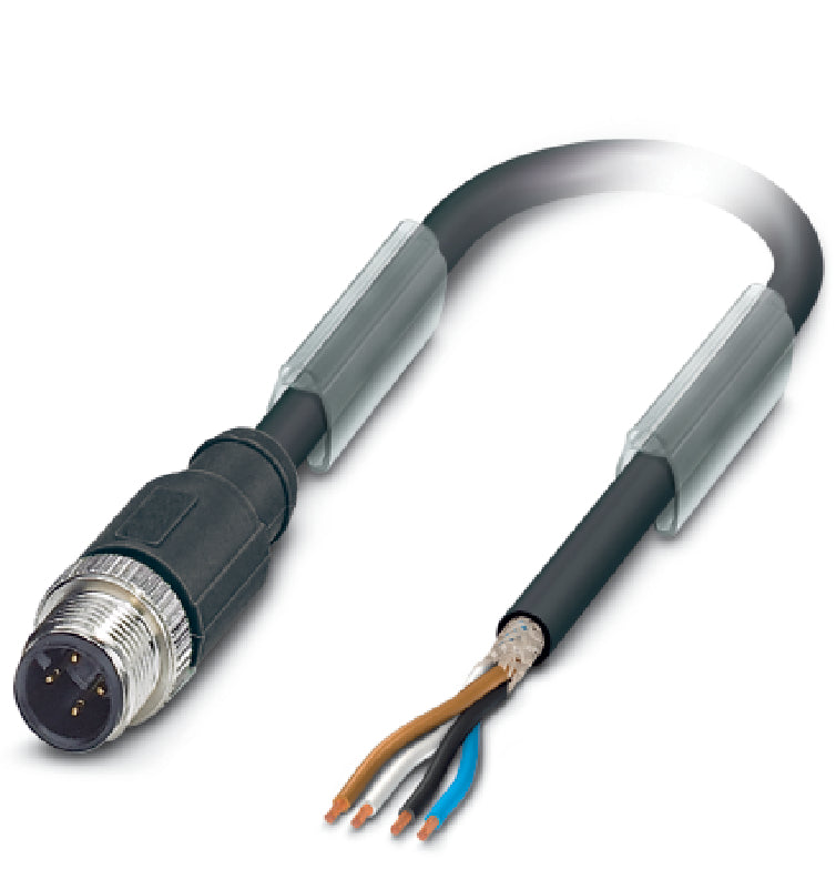 AB-C4-M12MS-2,0PUR-SH - Conector M12 fisa sau priza, un capat liber, ?i cablu ecranat