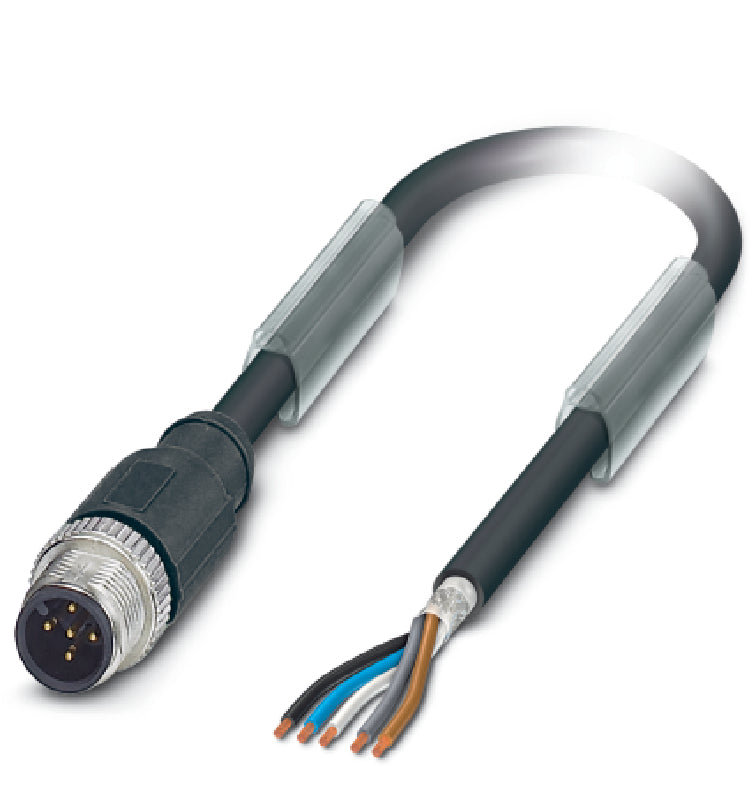 AB-C5-M12MS-2,0PUR-SH - Conector M12 fisa sau priza, un capat liber, ?i cablu ecranat