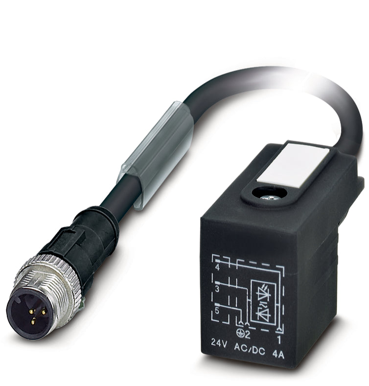 AB-C3-M12MS-1,0PUR-BI-1L-S - Conector de electroventil cu fisa M12 dreapta