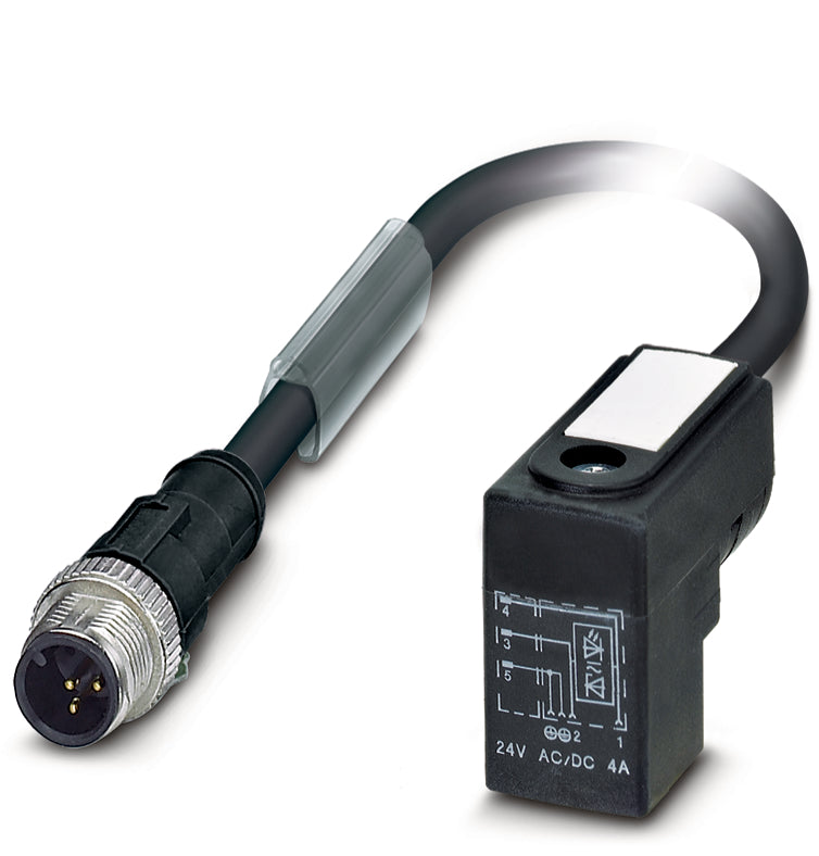 AB-C3-M12MS-1,0PUR-CI-1L-S - Conector de electroventil cu fisa M12 dreapta