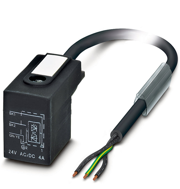 AB-C3-5,0PUR-BI-1L-S - Conector de electroventil cu cablu cu capat liber