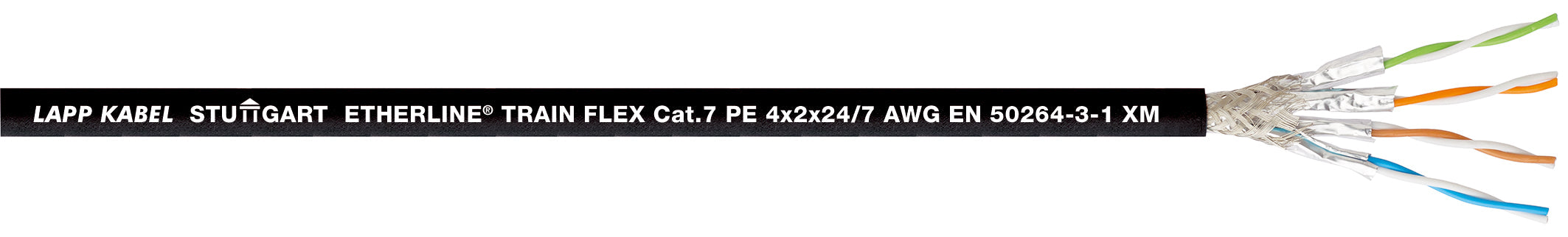 ETHERLINE TRAIN FLEX Cat.5e 1x4x0,5 PE<p><font color="#AAAAAA">Cabluri de ethernet conform cu EN 50264-3-1 Tip XM pentru cerințe ridicate în aplicații feroviare</font></p>