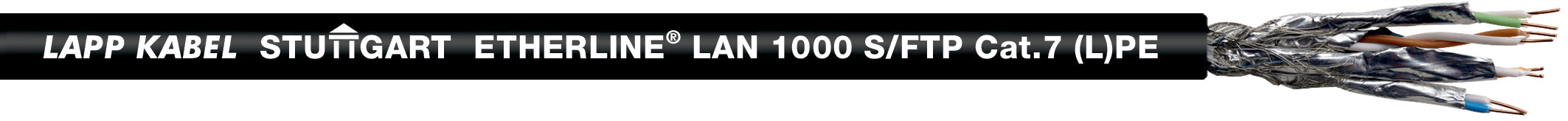 ETHERLINE LAN Cat.7 S/FTP 4x2AWG23 (L)PE - Cablu Ethernet apar?inând Cat.7, clasa F - testat pâna la o valoare de 1000 MHz, potrivit pentru utilizare în exterior