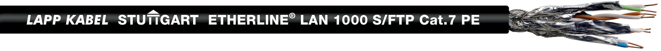 ETHERLINE LAN Cat.7 S/FTP 4x2AWG23 PE - Cablu Ethernet apar?inând Cat.7, clasa F - testat pâna la o valoare de 1000 MHz, potrivit pentru utilizare în exterior