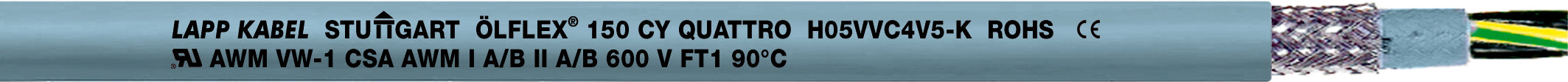 ÖLFLEX 150 CY 5G0,75 - Cabluri multi-standard ecranate ?i rezistente la uleiuri cu aprobare H05VVC4V5-K ?i AWM