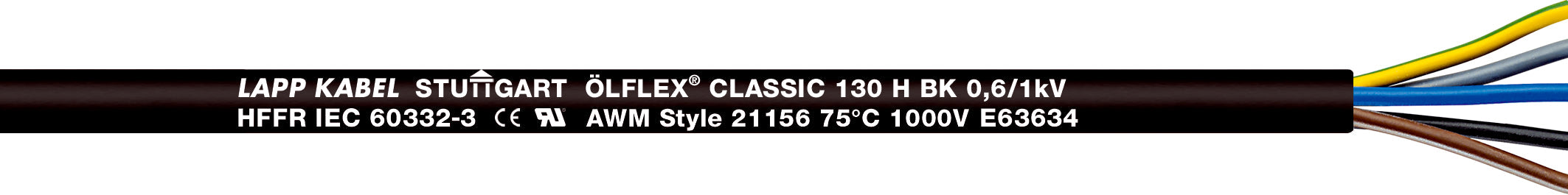 ÖLFLEX CLASSIC 130 H BK 0,6/1 kV 4G1 - 0.6/1kVAC, fara halogeni, flexibil, IEC 60332-3, IEC 61034-2, UV/ rezistent la ozon, UL AWM 1000V