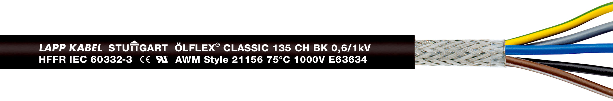 ÖLFLEX CLASSIC 135 CH BK 0,6/1 kV 5G16 - 0.6/1kVAC, fara halogeni, flexibil, IEC 60332-3, IEC 61034-2, UV/ rezistent la ozon, UL AWM 1000V