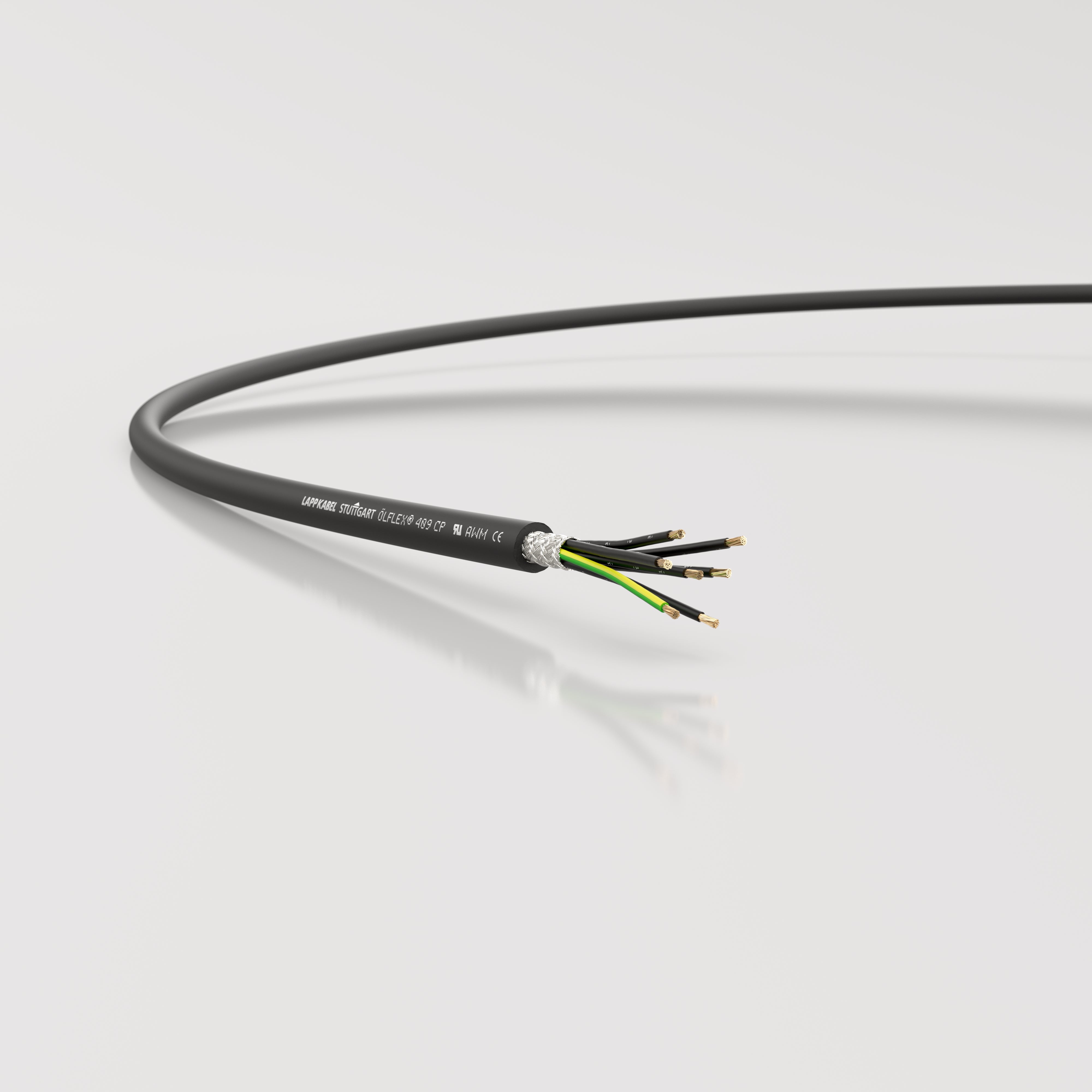 ÖLFLEX 409 CP 3G0,75 - Cablu de comanda PUR ecranat, rezistent la abraziune ?i la ulei, pentru cerin?e de utilizare sporite - certificat