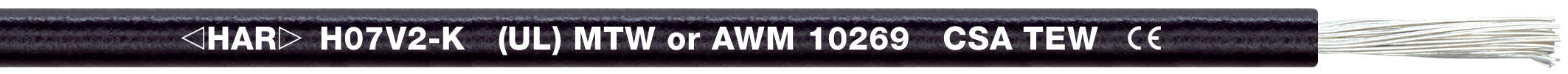 ÖLFLEX WIRE MS 2.2 1X0,5 WH - Listat UL (MTW), CSA (TEW), <HAR> H07V2-K: max. +90°C, UL (AWM): Umax = 1 kV, li?e cupru stanat