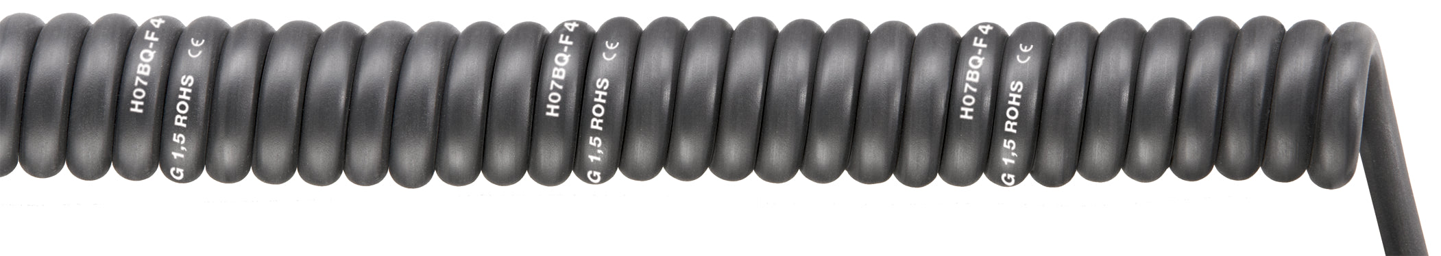 SPIRAL H07BQ-F BLACK 5G1,5/2000 - Cablu spiralizat negru, cu manta robusta din poliuretan ( PUR ), cu forta mare de revenire