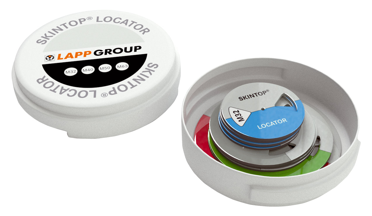 SKINTOP LOCATOR M32-M63 - SKINTOP® LOCATOR permite pozi?ionarea pe dulapurile electrice ?i trasarea u?oara a gaurii aferente presetupelor