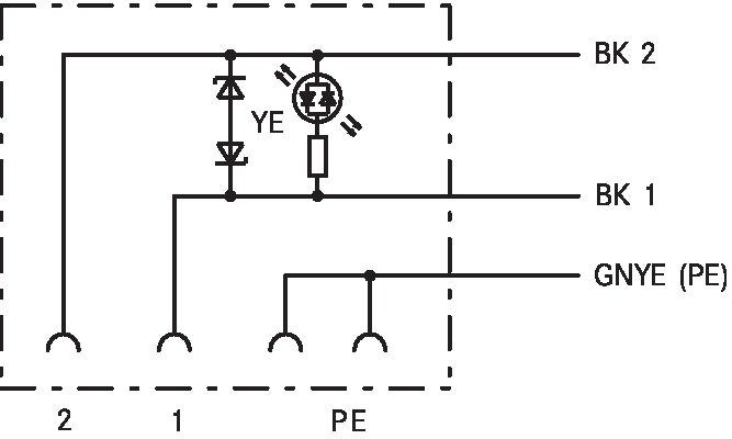 AB-C3-5,0PUR-BI-1L-S - Conector de electroventil cu cablu cu capat liber