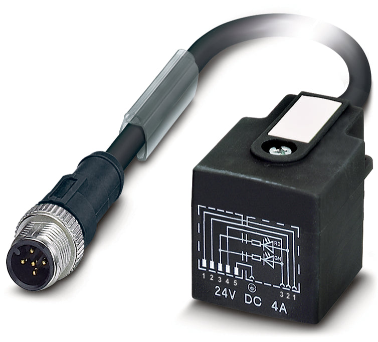 AB-C3-M12MS-1,0PUR-BI-1L-S - Conector de electroventil cu fisa M12 dreapta